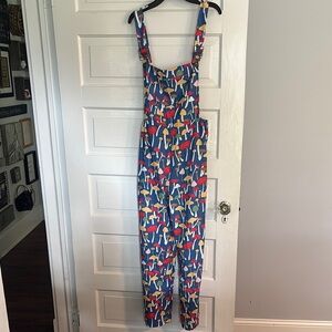 Lightweight Colorful Mushroom Print Jumpsuit